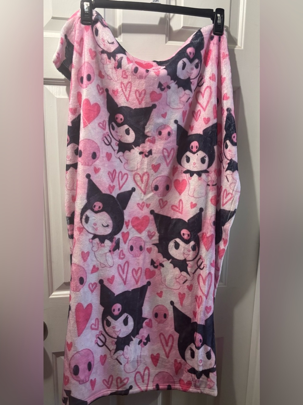 Pink Character Plush Kids Throw Blanket - Kuromi Style